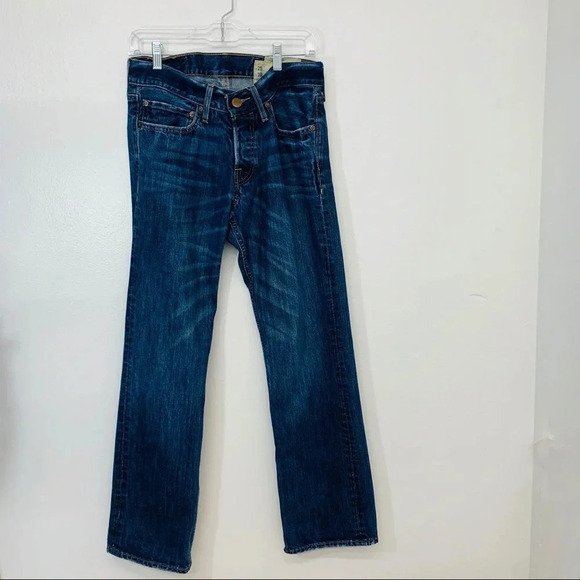 Hollister Mens Jeans 29/30 Straight Leg Blue Medium Wash Distress Pockets - Picture 1 of 9